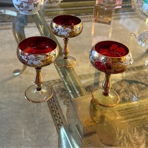 Elegant Red and Gold Goblets